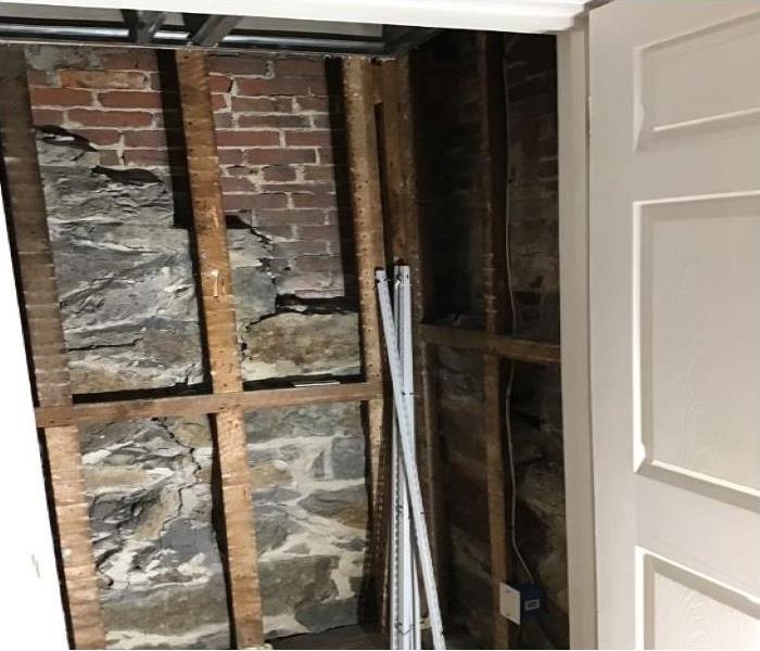 stud and frame exposed in closet